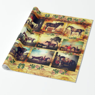 HORSES FINE ART PAINTINGS,HORSE SHOES PARCHMENT WRAPPING PAPER