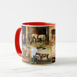 HORSES FINE ART PAINTINGS PARCHMENT,HORSE SHOES MUG
