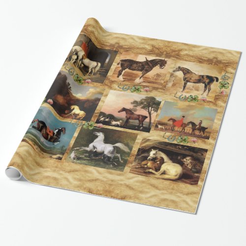 HORSES FINE ART PAINTINGS PARCHMENTHORSE SHOES WRAPPING PAPER
