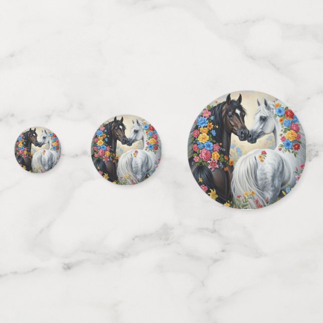 Horses framed in flowers  confetti (Fronts)