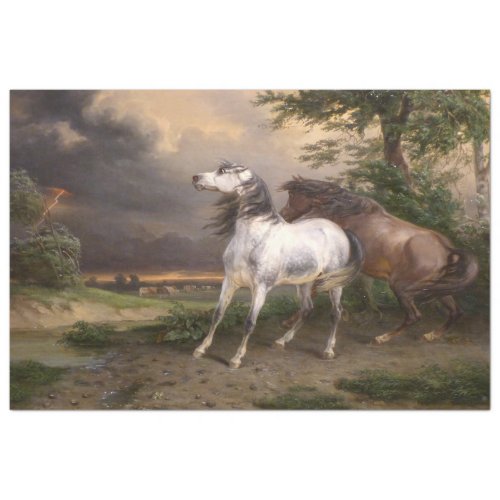 Horses Frightened by the Storm by Carle Vernet Tissue Paper