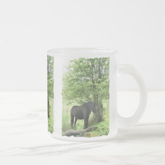 HORSES FROSTED GLASS COFFEE MUG (Right)