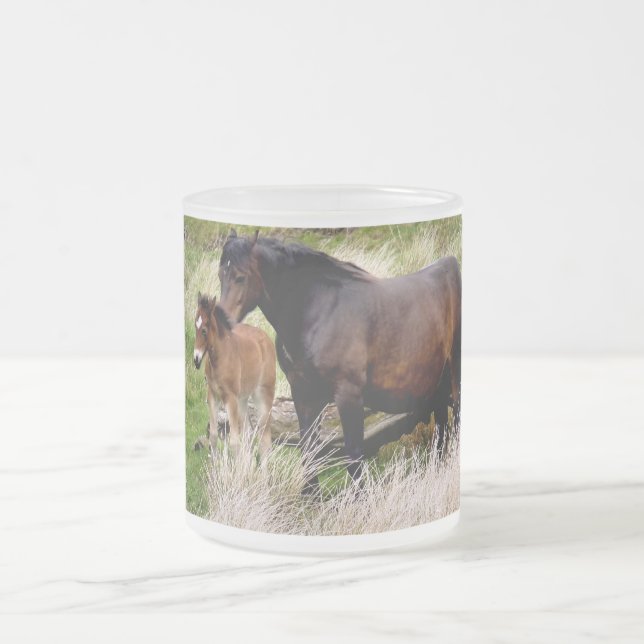 HORSES FROSTED GLASS COFFEE MUG (Center)