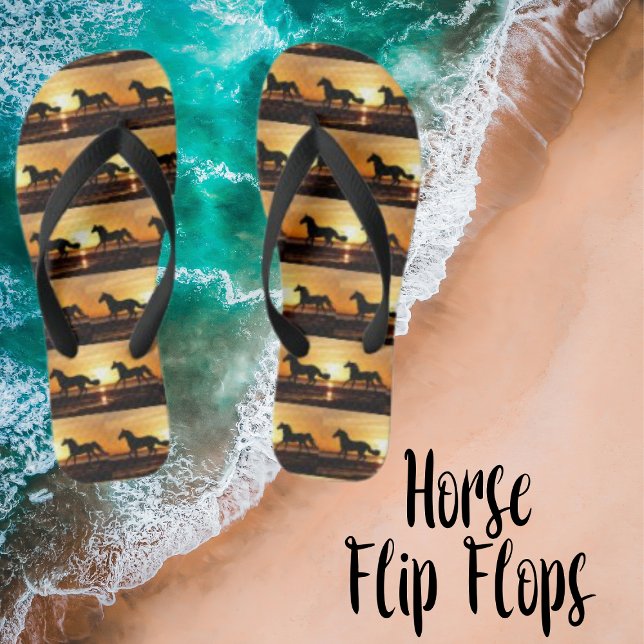 Horses Galloping in Summer Sunset  Flip Flops (It's a Horse of Course.  Flip Flops!)