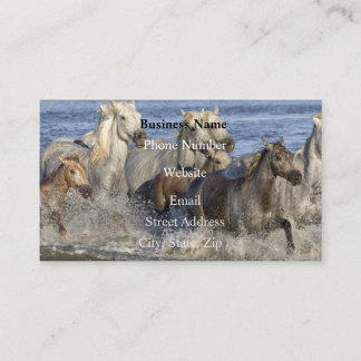 Horses galloping in the water business card
