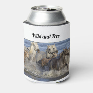 Horses galloping in the water can cooler