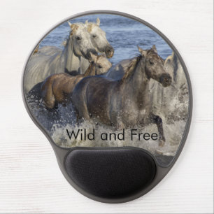 Horses galloping in the water gel mouse pad