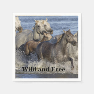 Horses galloping in the water napkins