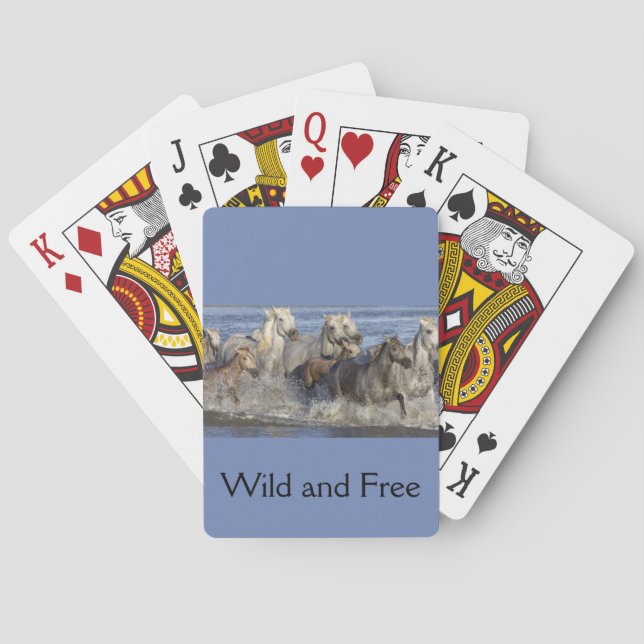 Horses galloping in the water  poker cards (Back)