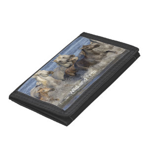 Horses galloping in the water tri-fold wallet