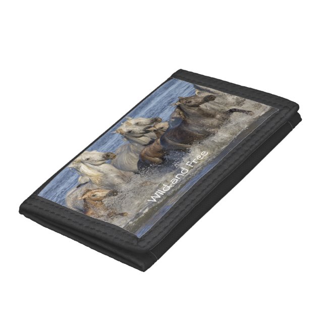 Horses galloping in the water trifold wallet (Bottom)