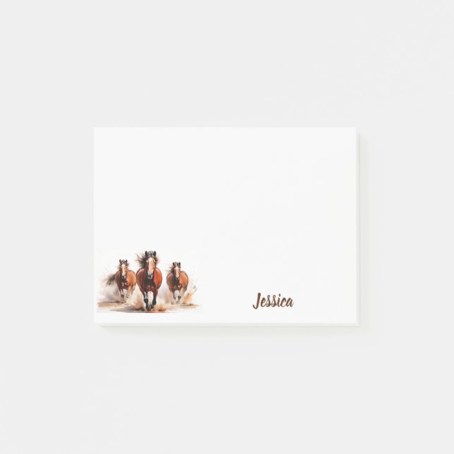 Horses Galloping Personalized Name Post-it Notes (Front)