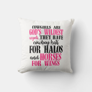 Horses God Angel Pink Equestrian Western Horse Throw Pillow