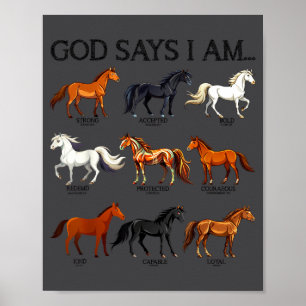 Horses God Says I Am Cute Christian Girl Teen Bibl Poster