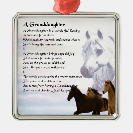 Horses Grandaughter Poem Metal Ornament