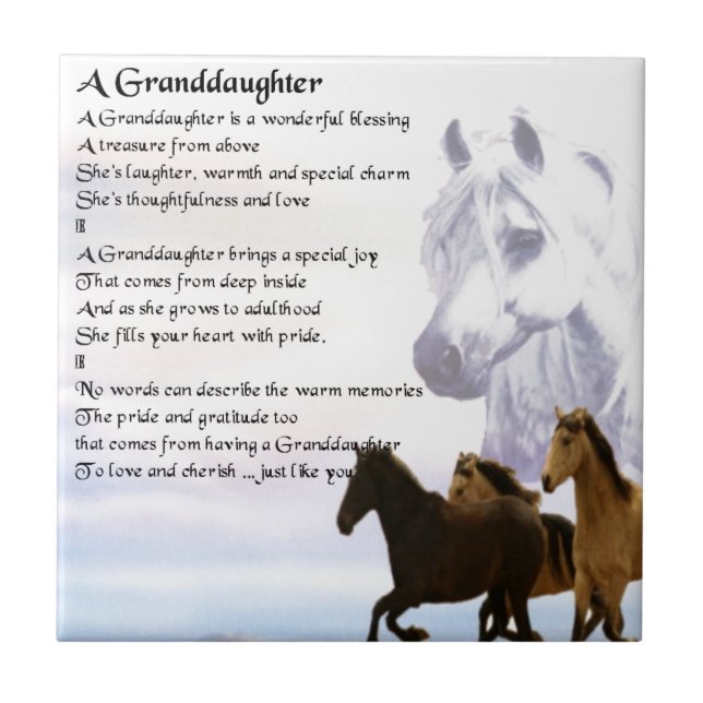 Horses Grandaughter poem Tile (Front)