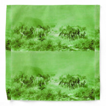 HORSES GRAZING ,Antique Light Green Bandana