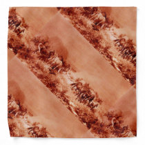 HORSES GRAZING ,Antique Red Brown Pink Bandana