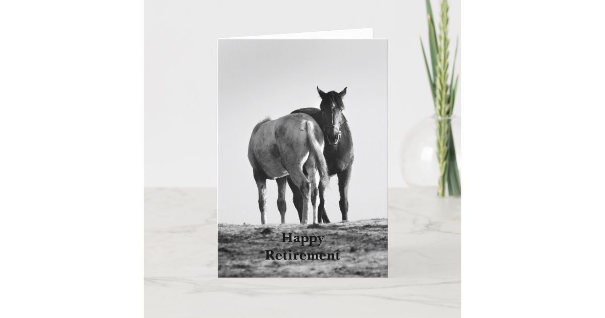 Horses Grazing Happy Retirement Card Zazzle