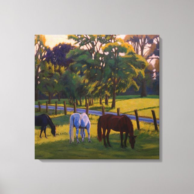 Horses Grazing in Beautiful Countryside Canvas Print (Front)