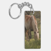 Horses grazing in meadow, Cades Cove, Great 3 Keychain (Front Left)