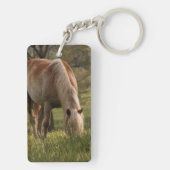 Horses grazing in meadow, Cades Cove, Great 3 Keychain (Back)