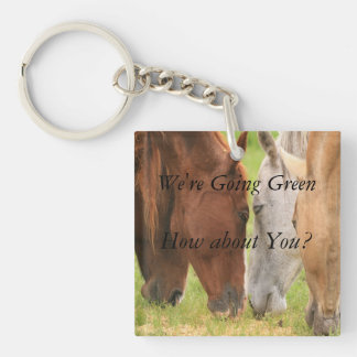 Horses grazing keychain
