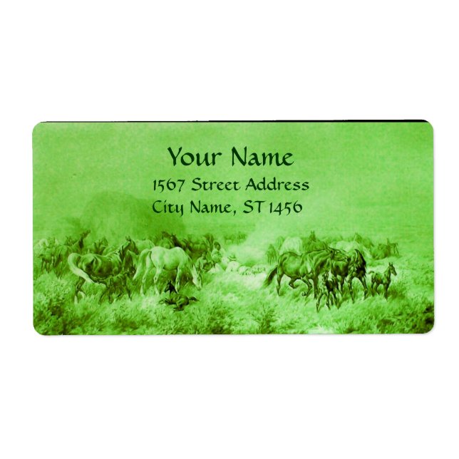 HORSES GRAZING Light Green Label (Front)