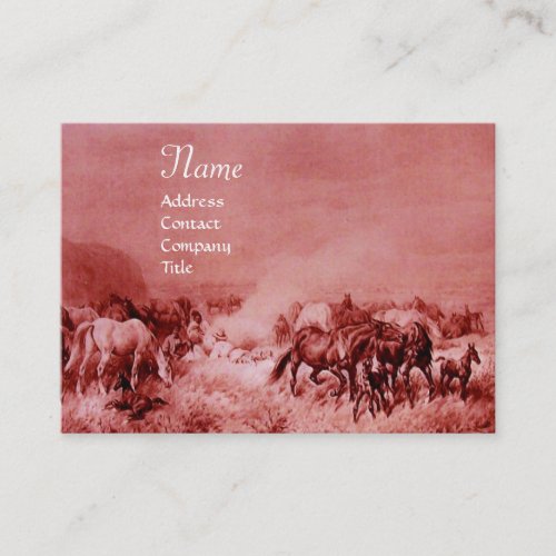 HORSES GRAZING  red brown Business Card