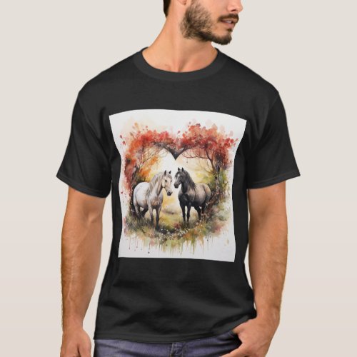 horses grazing under a tree T_Shirt