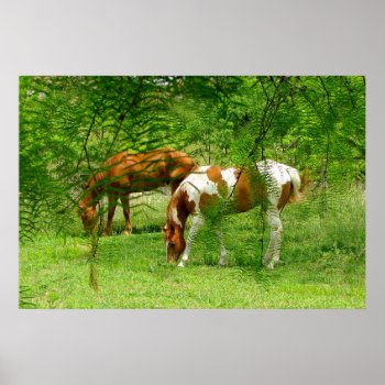 Horses Green Leaves 11 X 85 Poster by PattiJAdkins at Zazzle