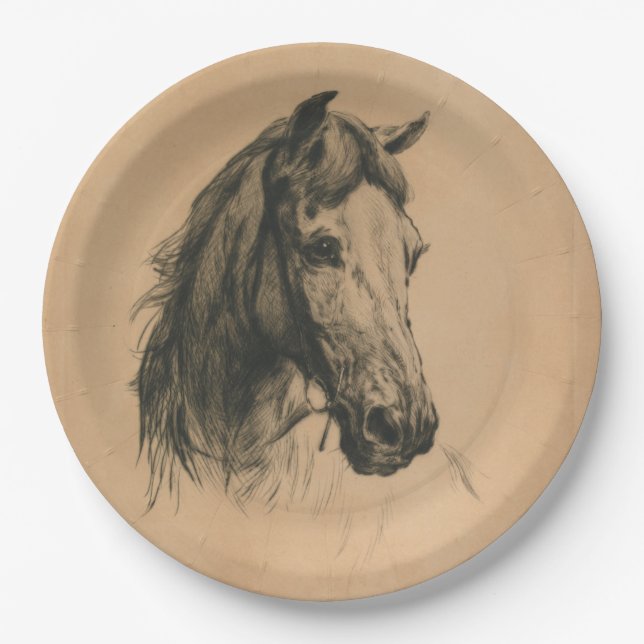 Horse's Head (by Heywood Hardy) Paper Plates (Front)