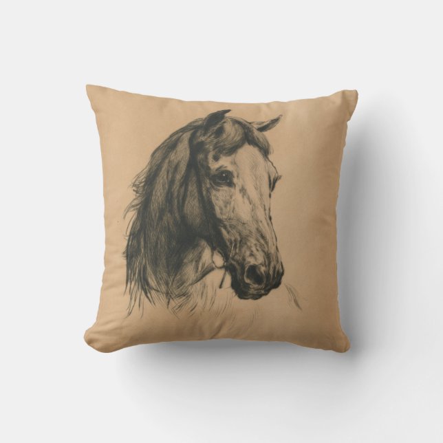 Horse's Head (by Heywood Hardy) Throw Pillow (Front)