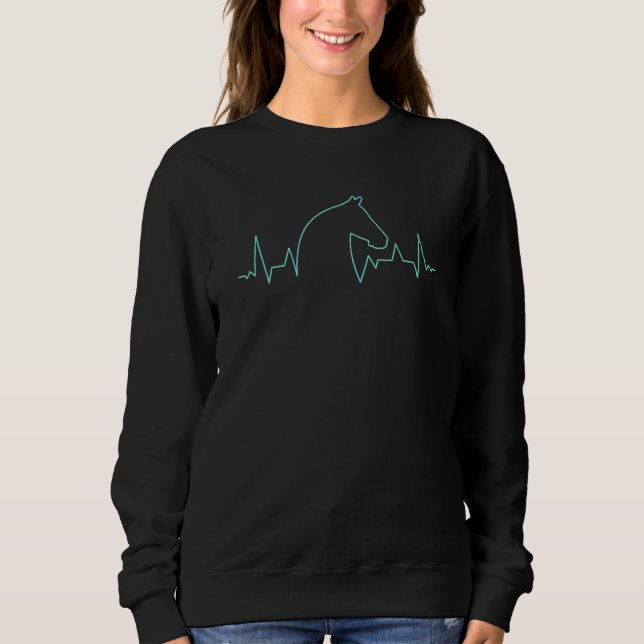 Horses Heart Line Heart Rate Rider Ecg Sweatshirt (Front)