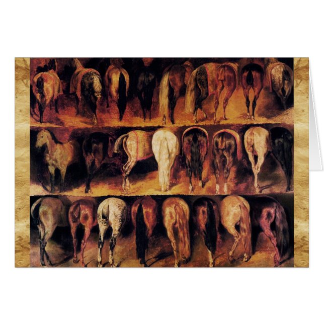 Horses' Hindquarters ,brown parchment Cards (Front Horizontal)