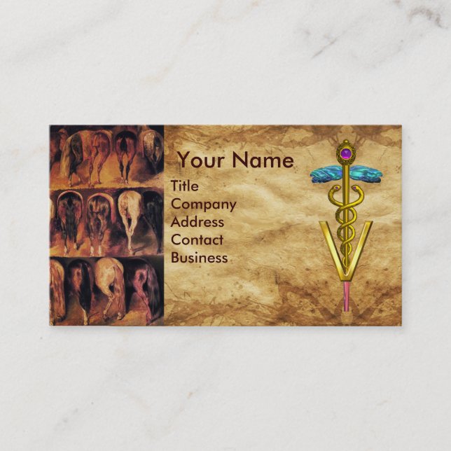 HORSES HINDQUARTERS CADUCEUS VETERINARY SYMBOL BUSINESS CARD (Front)