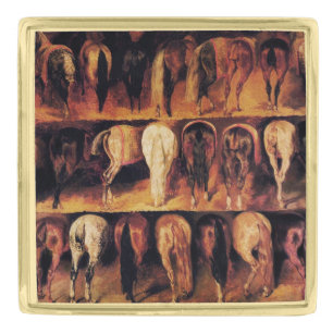 Horses' Hindquarters Gold Finish Lapel Pin