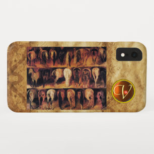 Horses' Hindquarters, Orange Agate Gem Monogram iPhone XR Case
