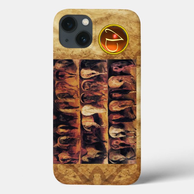 Horses' Hindquarters, Orange Agate Gem Monogram Case-Mate iPhone Case (Back)