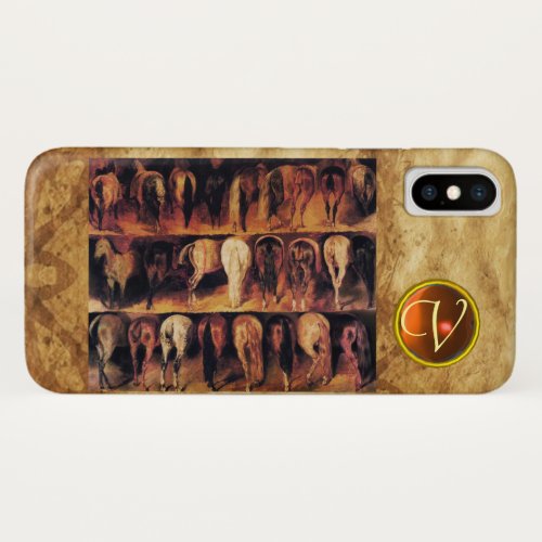 Horses Hindquarters Orange Agate Gem Monogram iPhone XS Case