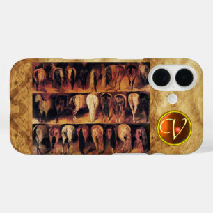 Horses' Hindquarters, Orange Agate Gem Monogram iPhone 16 Case