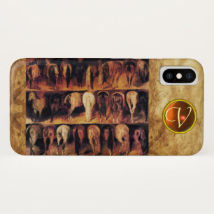 Horses' Hindquarters, Orange Agate Gem Monogram iPhone X Case