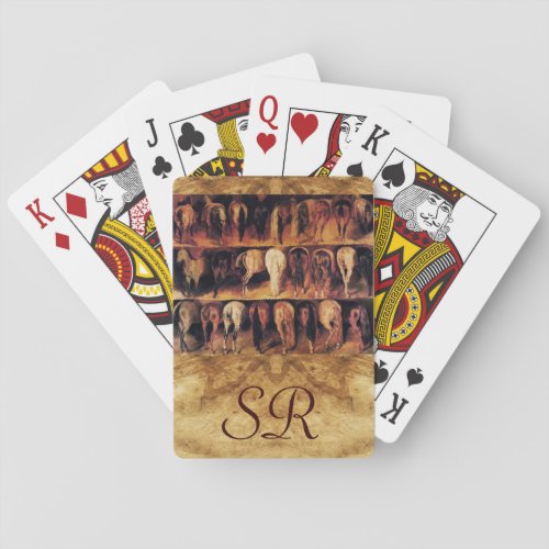 Horses Hindquarters Parchment Monogram Poker Cards