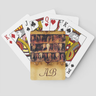 Horses' Hindquarters, Parchment Monogram Poker Cards
