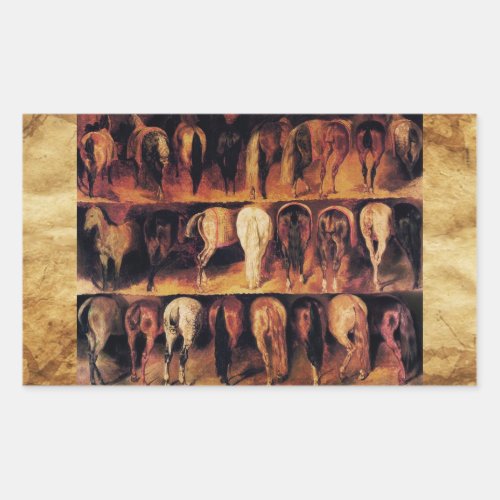 Horses Hindquarters Parchment Rectangular Sticker