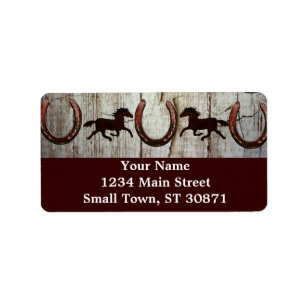 Horses Horseshoes Barn Wood Cowboy Address Labels