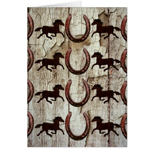 Horses Horseshoes on Barn Wood Cowboy Gifts (Front)