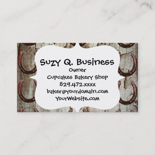 Horses Horseshoes on Barn Wood Cowboy Gifts Business Card Templates