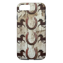 Horses Horseshoes on Barn Wood iPhone 7 Case