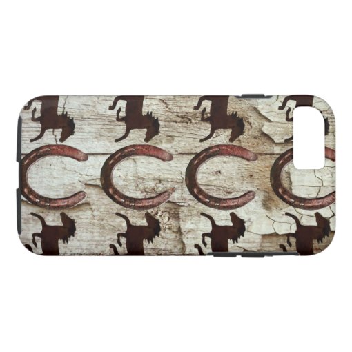 Horses Horseshoes on Barn Wood iPhone 7 Case Zazzle